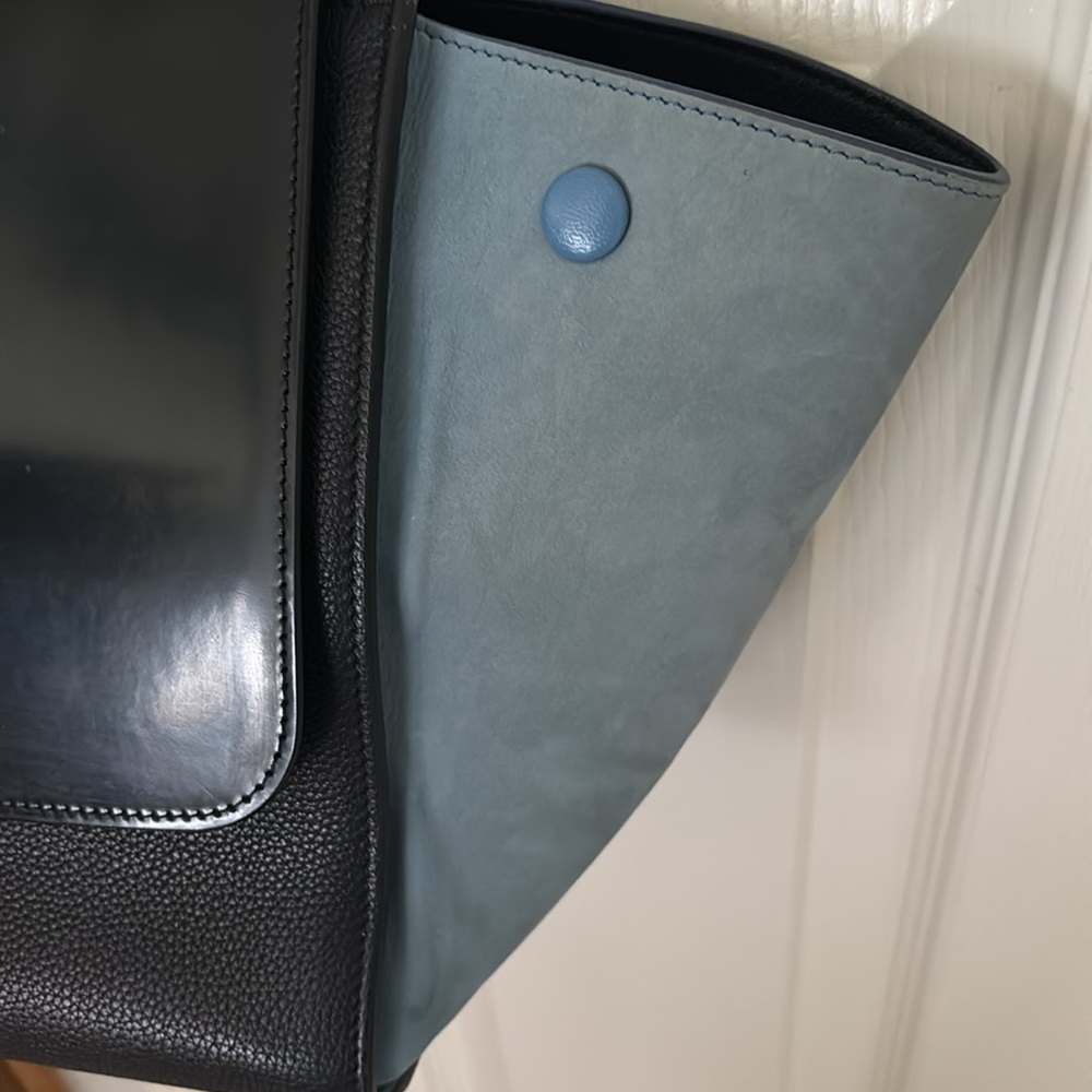 Celine Trapeze Tote Black leather blue suede - Picture 15 of 16